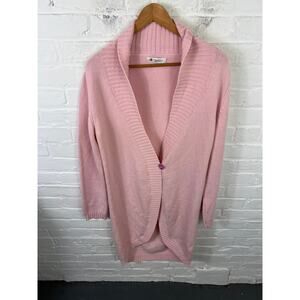 Domenico Vacca Women's Longline Knitted Cashmere Cardigan Sweater Pink Size M